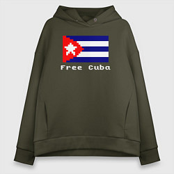 Толстовка оверсайз женская Free Cuba, цвет: хаки