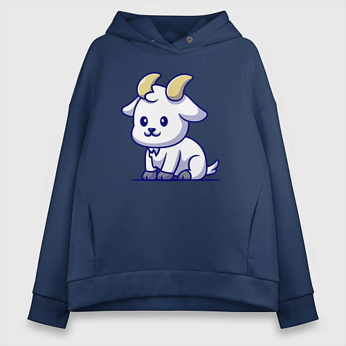 Женское худи оверсайз Козлёнок / Тёмно-синий – фото 1