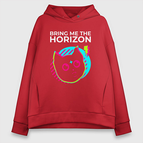 Женское худи оверсайз Bring Me the Horizon rock star cat / Красный – фото 1