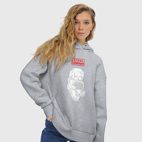 Женское худи оверсайз Lethal Company: Worker / Меланж – фото 3
