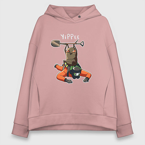 Женское худи оверсайз Lethal Company: Bug Winner / Пыльно-розовый – фото 1