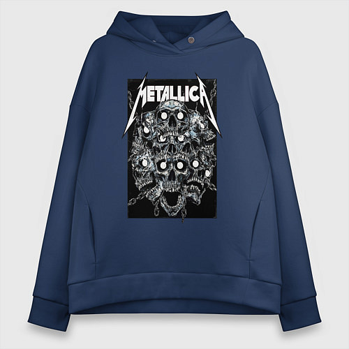 Женское худи оверсайз Metallica - skulls / Тёмно-синий – фото 1