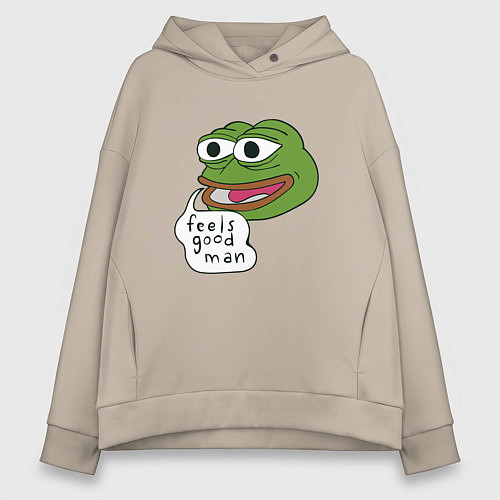 Женское худи оверсайз Pepe feels good man / Миндальный – фото 1