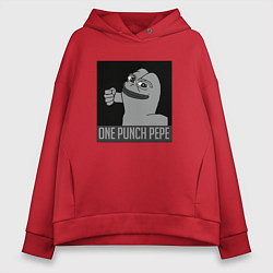 Толстовка оверсайз женская One punch pepe, цвет: красный