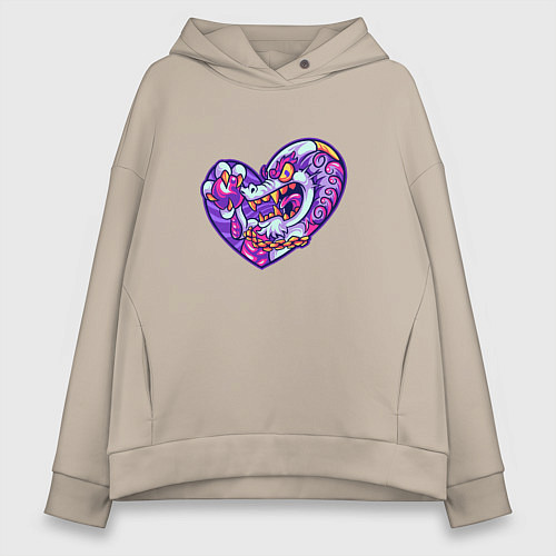 Женское худи оверсайз Дракон в сердце / Миндальный – фото 1