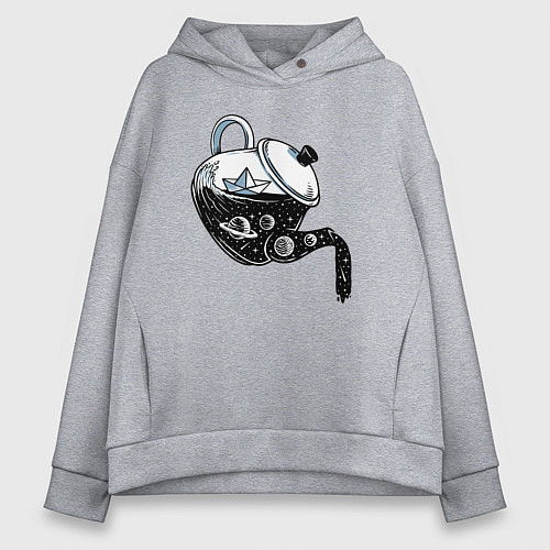 Женское худи оверсайз Космос в чайнике / Меланж – фото 1