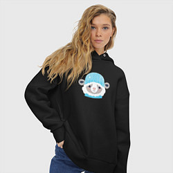 Толстовка оверсайз женская Маленькая овечка, цвет: черный — фото 2