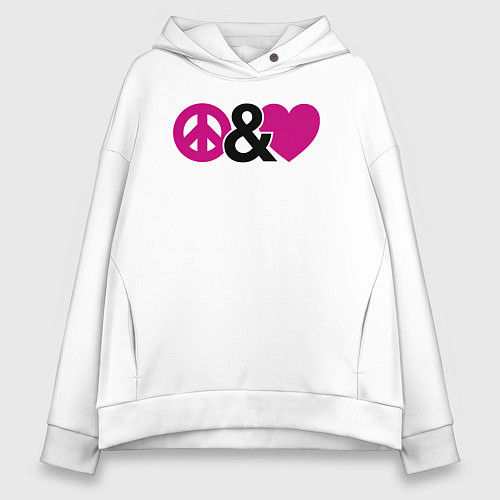 Женское худи оверсайз Peace and love / Белый – фото 1