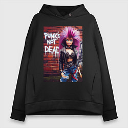 Женское худи оверсайз Punks not dead - cool Barbie ai art