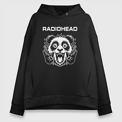 Толстовка оверсайз женская Radiohead rock panda, цвет: черный