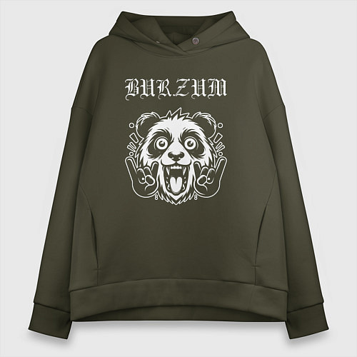 Женское худи оверсайз Burzum rock panda / Хаки – фото 1