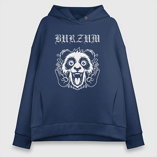 Женское худи оверсайз Burzum rock panda / Тёмно-синий – фото 1