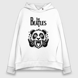 Толстовка оверсайз женская The Beatles - rock panda, цвет: белый