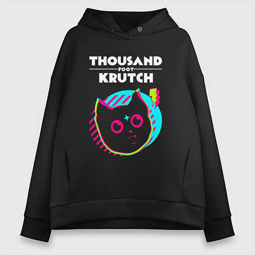 Женское худи оверсайз Thousand Foot Krutch rock star cat / Черный – фото 1