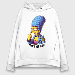 Толстовка оверсайз женская Marge Simpson - punks not dead motto, цвет: белый