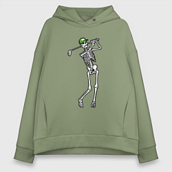 Толстовка оверсайз женская Golfing skeleton, цвет: авокадо
