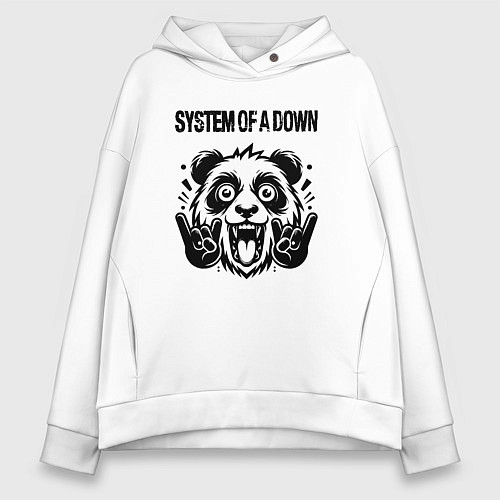 Женское худи оверсайз System of a Down - rock panda / Белый – фото 1