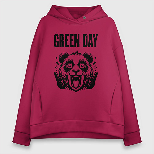 Женское худи оверсайз Green Day - rock panda / Маджента – фото 1