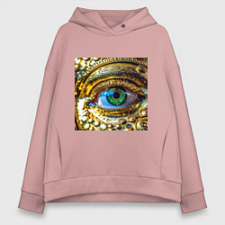 Женское худи оверсайз Золотой глаз металлический в стиле стимпанк зелено