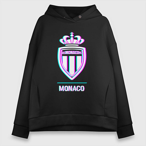 Женское худи оверсайз Monaco FC в стиле glitch / Черный – фото 1