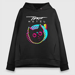 Толстовка оверсайз женская Tokio Hotel rock star cat, цвет: черный