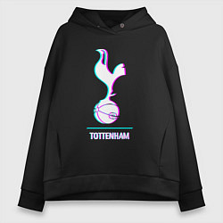 Толстовка оверсайз женская Tottenham FC в стиле glitch, цвет: черный