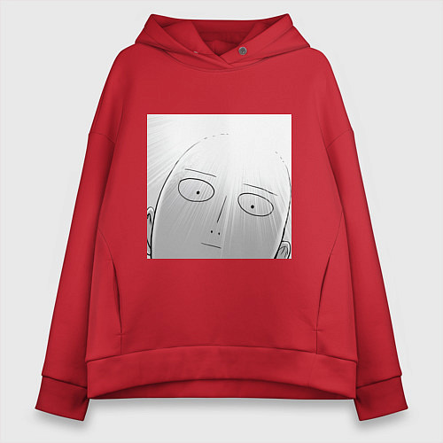 Женское худи оверсайз Ванпанчмен Сайтама лысина / Красный – фото 1