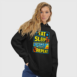 Толстовка оверсайз женская Eat sleep fly, цвет: черный — фото 2