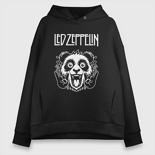 Женское худи оверсайз Led Zeppelin rock panda / Черный – фото 1