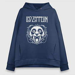Толстовка оверсайз женская Led Zeppelin rock panda, цвет: тёмно-синий