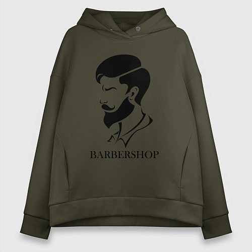 Женское худи оверсайз Парикмахер Barbershop / Хаки – фото 1