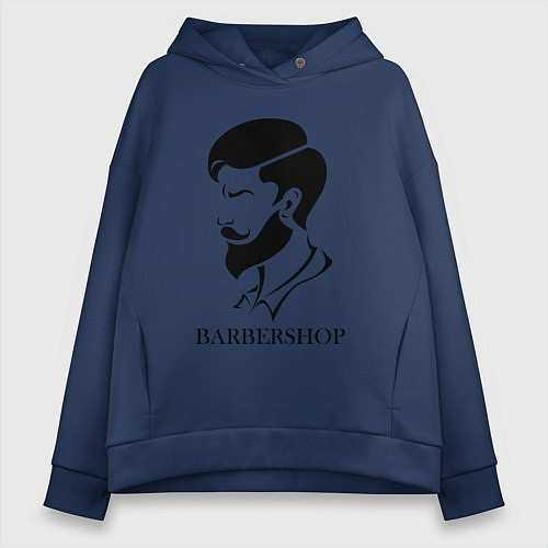 Женское худи оверсайз Парикмахер Barbershop / Тёмно-синий – фото 1