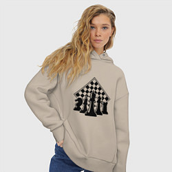 Толстовка оверсайз женская The chessboard, цвет: миндальный — фото 2