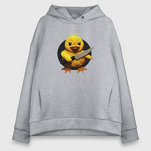 Женское худи оверсайз Уточка с ножом вязаная / Меланж – фото 1