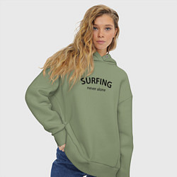 Толстовка оверсайз женская Surfing never alone, цвет: авокадо — фото 2