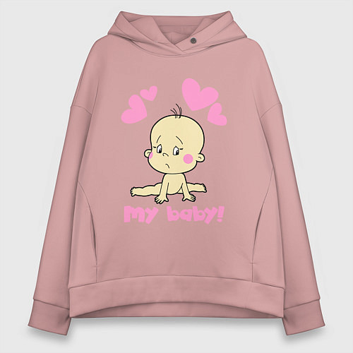Женское худи оверсайз My baby / Пыльно-розовый – фото 1