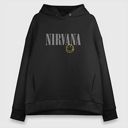 Толстовка оверсайз женская Nirvana logo smile, цвет: черный