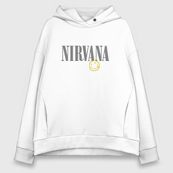 Толстовка оверсайз женская Nirvana logo smile, цвет: белый