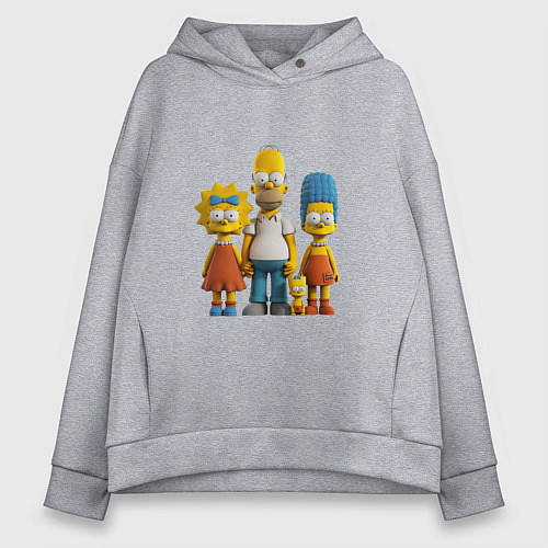 Женское худи оверсайз Милая семейка симпсонов / Меланж – фото 1