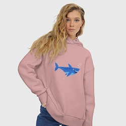 Толстовка оверсайз женская Синяя акула, цвет: пыльно-розовый — фото 2