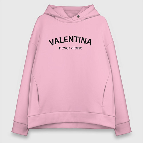 Женское худи оверсайз Valentina never alone - motto / Светло-розовый – фото 1