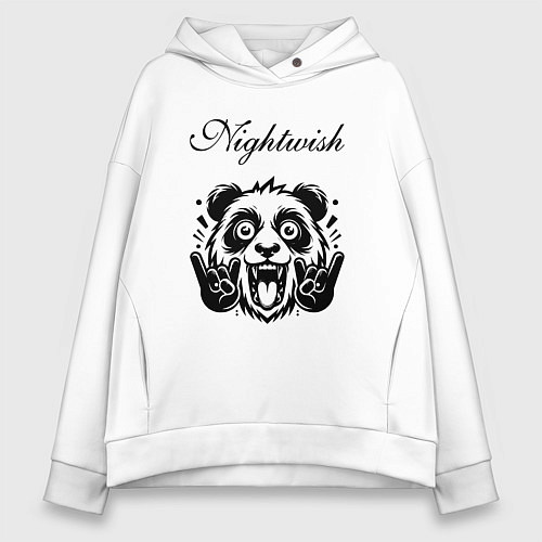 Женское худи оверсайз Nightwish - rock panda / Белый – фото 1