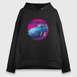 Толстовка оверсайз женская Porsche RWB, цвет: черный