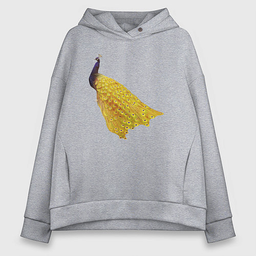 Женское худи оверсайз Павлин с золотым хвостом / Меланж – фото 1