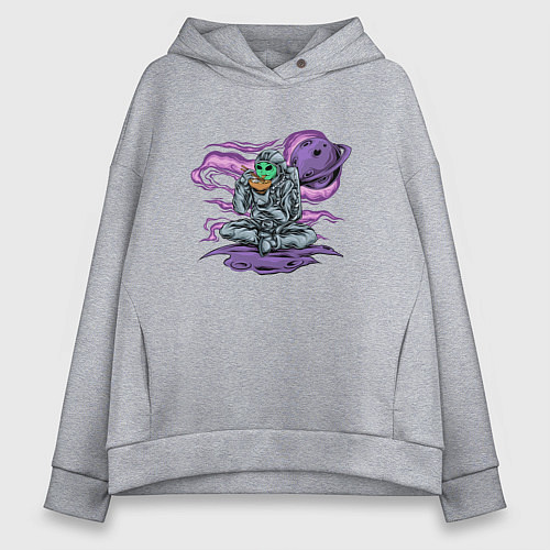 Женское худи оверсайз Инопланетянин ест рамен / Меланж – фото 1