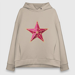 Толстовка оверсайз женская Класна Звезда, цвет: миндальный