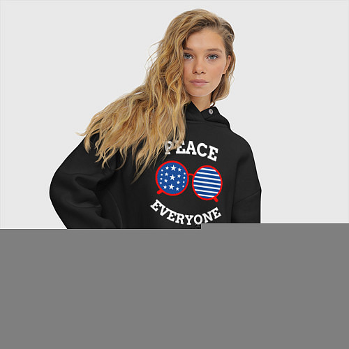 Женское худи оверсайз Мир всем / Черный – фото 3
