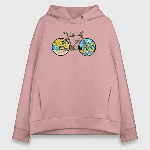 Женское худи оверсайз Nature bike / Пыльно-розовый – фото 1