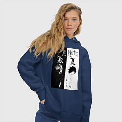 Толстовка оверсайз женская Тетрадь смерти Лайт Ягами, цвет: тёмно-синий — фото 2