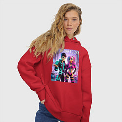 Толстовка оверсайз женская Barbie and Ken Voxel ai art Minecraft 2099, цвет: красный — фото 2